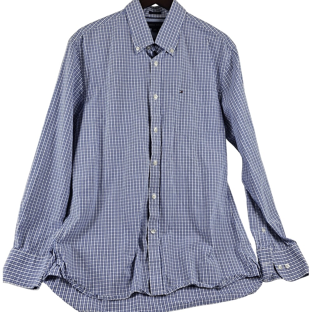 Tommy Hilfiger Men's Blue Button up‎ Shirt Size Large